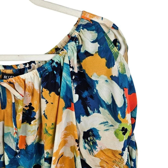 Allen B Schwartz Floral Print Peasant Top Blouse Cold Shoulder‎ Size Large - Picture 3 of 10